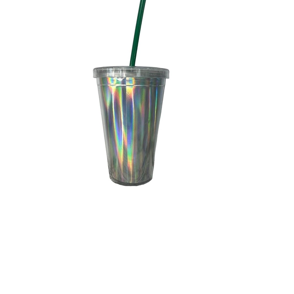 Starbucks 2020 Acrylic Iridescent Silver Rainbow Cold Cup Mermaid Tumbler 16 oz - Picture 2 of 9